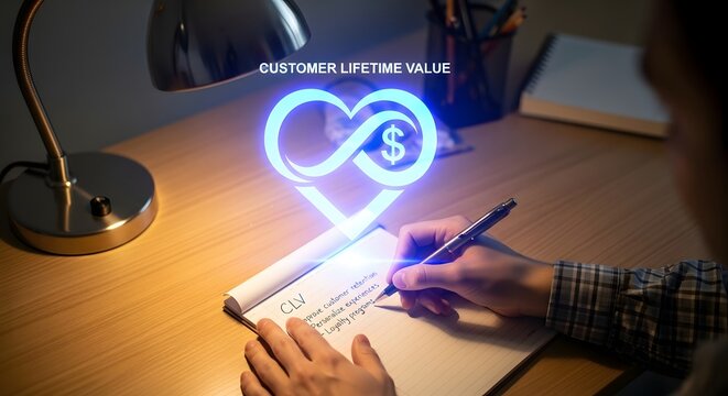Customer lifetime value concept with person writing notes