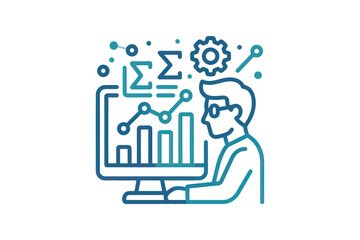 Naklejka premium Data Analyst Computer Icon