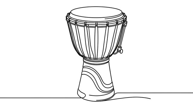 Djembe drum line art on white background.