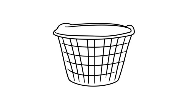 Empty laundry basket illustration on white background.