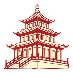Fototapeta premium Forbidden City Pagoda Flat Vector Icon Beijing China Travel Logo