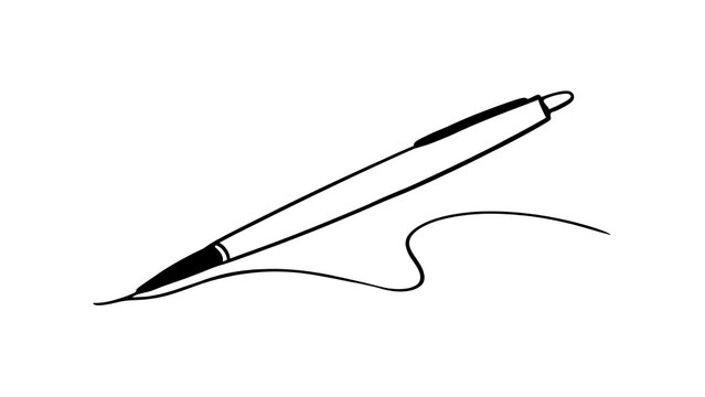 Elegant fountain pen drawing on white background.