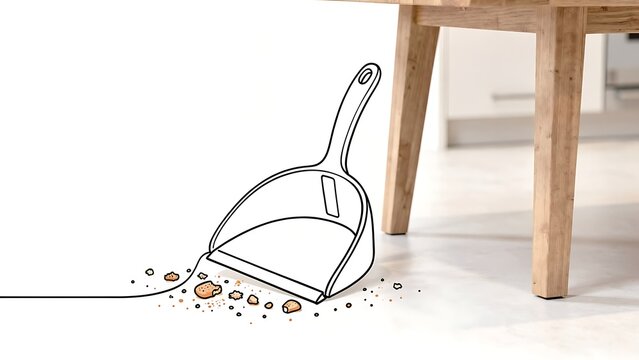 Dustpan with coins on white background.