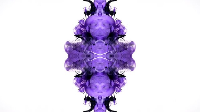 Vivid purple ink forms a narrow mirrored glyph with black ornamental curls, creating a dramatic abstract loop for occult posters, fantasy game menus, electronic music visuals, gothic titles and