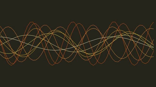 Dynamic orange sound waves pulsating on dark background