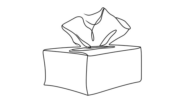 Empty tissue box with pulled out tissue paper.