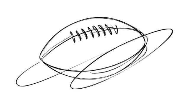 Hand drawn sketch of an american football with laces.