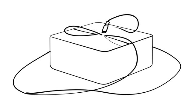 Gift box with ribbon on white background.