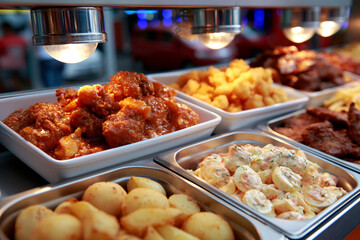 Obraz premium Catering food displayed in trays at an event