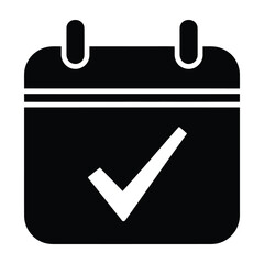 Fototapeta premium Calendar icon with a check mark symbol representing successful task completion date