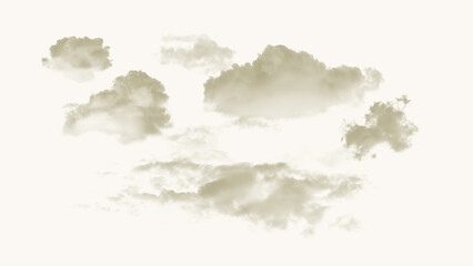 Fototapeta premium Isolated Cluster of Fluffy Soft-Tone Cumulus Clouds Arranged for Professional Sky Compositing and Creative Design Projects