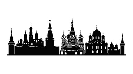 Fototapeta premium Moscow Skyline Silhouette - Kremlin and St. Basil's Cathedral