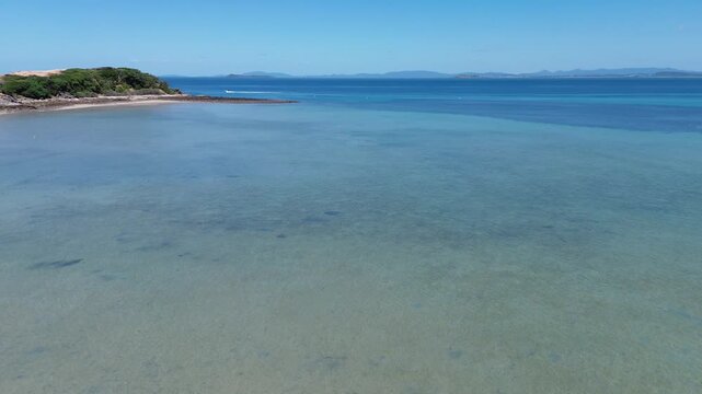 Aerial 4K Drone Footage Keppel Island Queensland Australia Tropical Coral Reef Beach