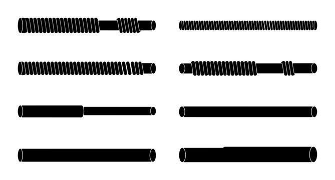 Black Screw Thread Rods, Metal Fasteners, Industrial Components, Mechanical Engineering Elements