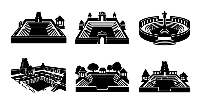 Indian Stepwells Collection, Architectural Heritage Icons, Ancient Water Structures
