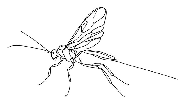 Line art of a fly on white background.
