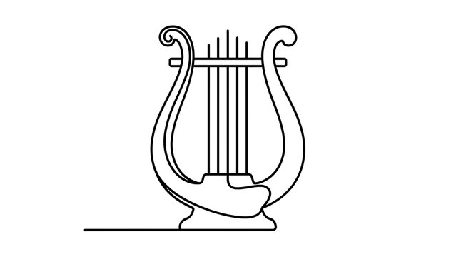 Lyric harp illustration on white background.