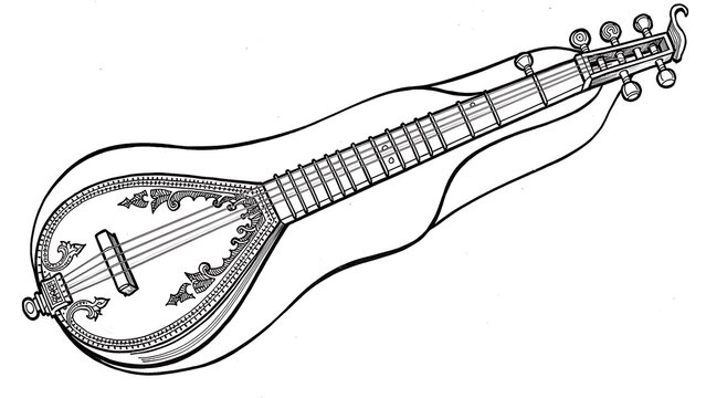 Mandolin illustration on white background.