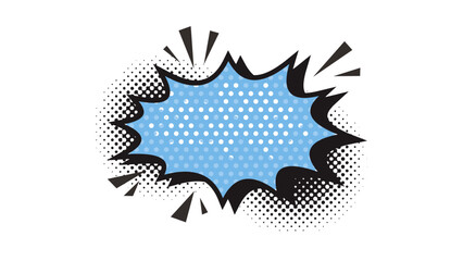 Retro comic speech bubble pop art style blue halftone background © Ating