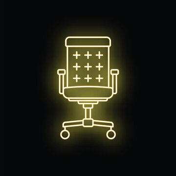 Office chair displaying neon yellow glowing outline against a black background