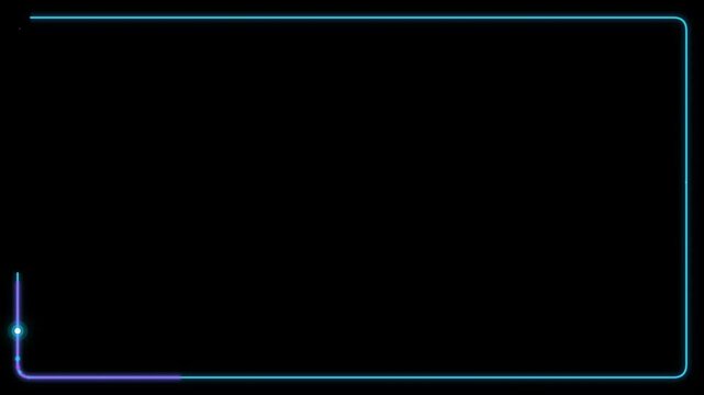 Neon Glowing Frame Border Animation with Moving Light Line Background Technology