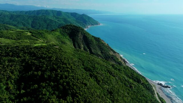 Aerial view of kenting national park and beautiful coastline , Taiwan