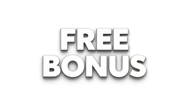 Free bonus text on white background.