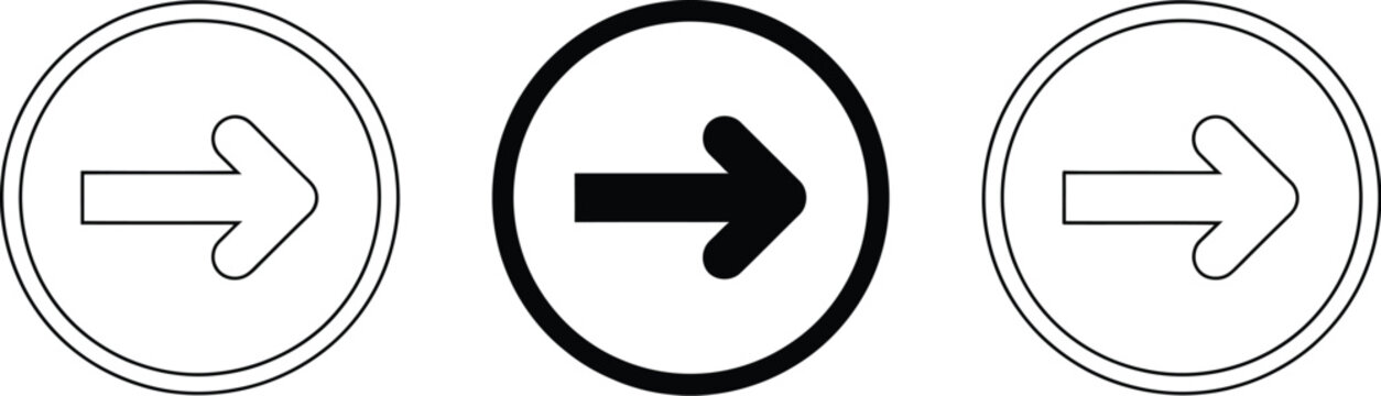 Horizontal double headed arrow icons in circle frames for direction, navigation, interface, and infographic design