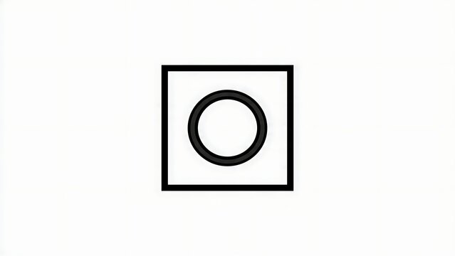 Minimalist black square with circular cutout design.
