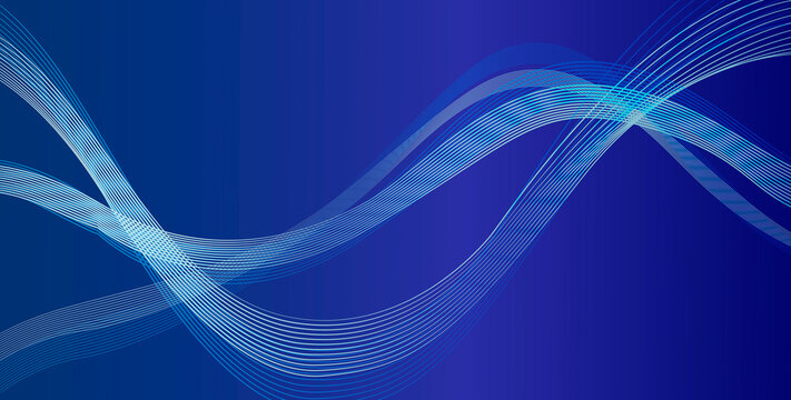 Fondo abstracto azul con l&iacute;neas curvas transparentes onduladas