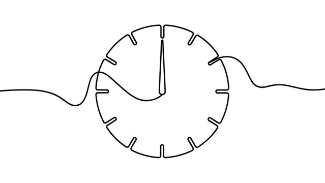 Minimalist clock illustration on white background.