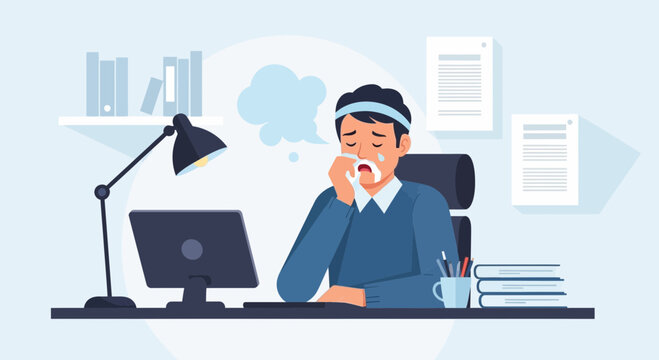 Sadness Overwhelms Employee During Workday Causing Grief and Heartbreak in Office Setting