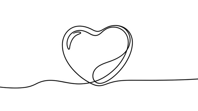 Minimalist heart line art on white background.