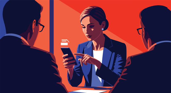 Business meeting discussion about mobile phone usage in office