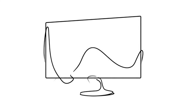 Minimalist Line Art Drawing of Computer Monitor.