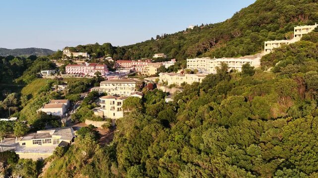 Ermones corfu greece coastal resort perched on lush hillside