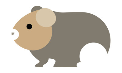 Fototapeta premium Minimalist side profile of a cute guinea pig with rounded shapes in a warm grey and white color palette isolated on a white background modern pet concept