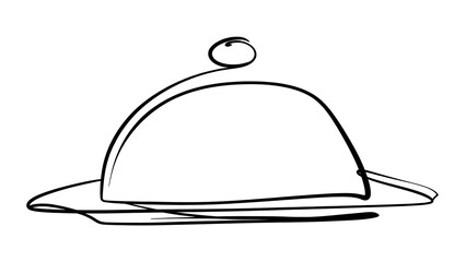 Fototapeta premium Simple Black and White Cloche Bell Jar Drawing.