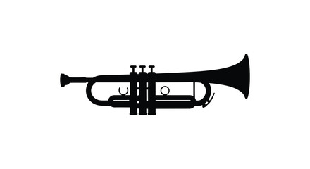 Obraz premium Black trumpet instrument silhouette against a white background a musical brasswind depiction silhouette