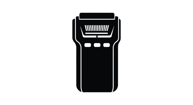 Electric shaver with metallic grill and handle a black silhouette razor
