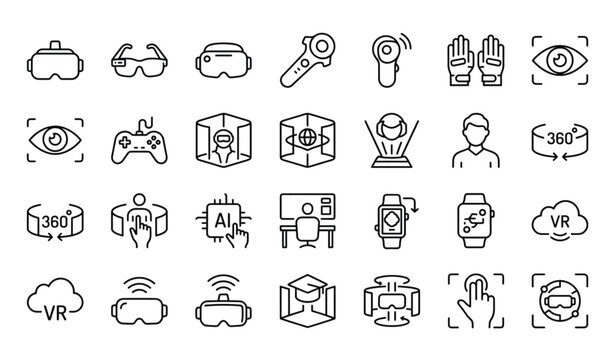 Modern Virtual Reality Monoline Icon Pack