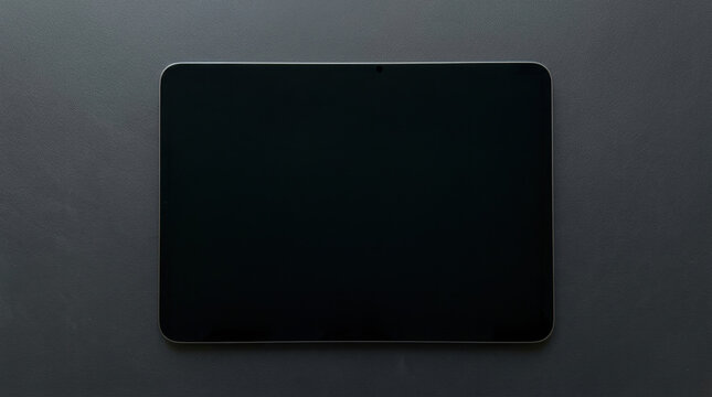 Tablet screen black device technology digital modern blank tablet with black screen dark gray surface for technology mockup, simple electronic