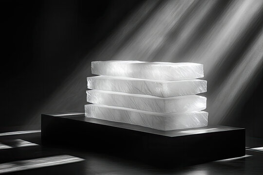 Vertical Arrangement of Ethereal Pillows in Minimalist Space