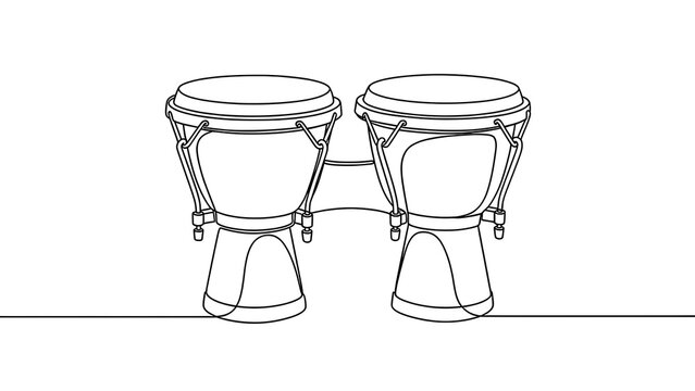 Pair of bongo drums on white background.