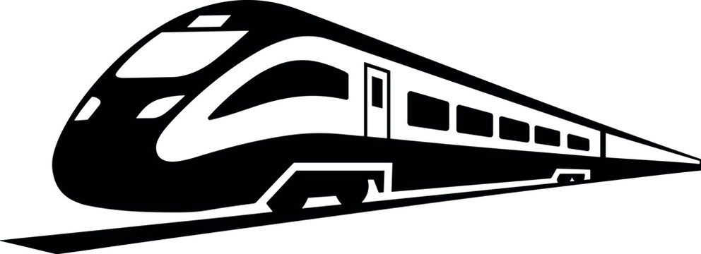High speed train vector illustration featuring modern locomotive bullet train on tracks commuter passenger transit and rapid railway transportation symbol
