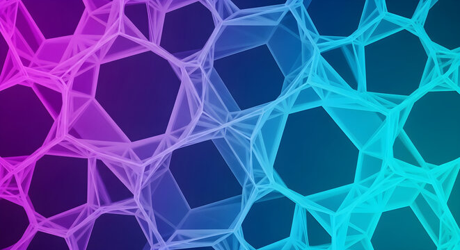 The vibrant network of connecting lines and hexagons illustrates a complex pattern.