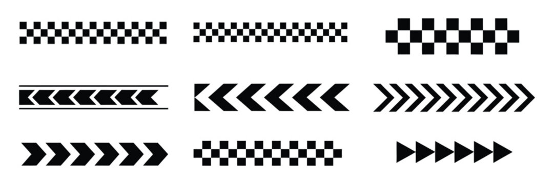 Racing stripes vector illustration with checkered flag chevron graphics and automotive sticker design for speed and performance