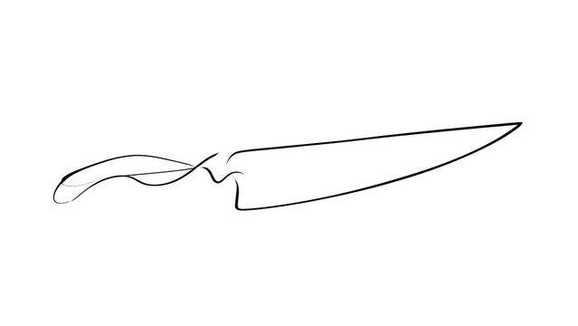 Simple knife line art on white background.