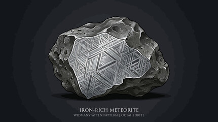 Iron rich meteorite showing cross section widmanstatten pattern © AZIEZ