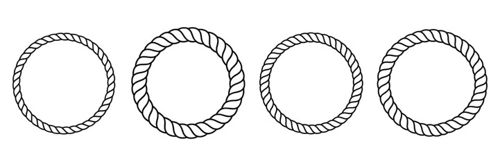 Round rope circle outline icon collection with border frame elements for nautical emblem and decorative vector illustration © ARIF AHMED 06